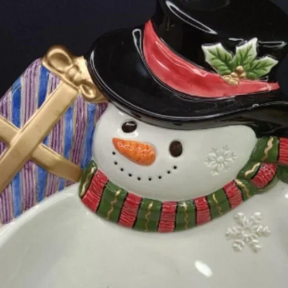 Rare Fitz and Floyd Snowman with Top-Hat Platter​​​​​​​​​​​ - Picture 2 of 6